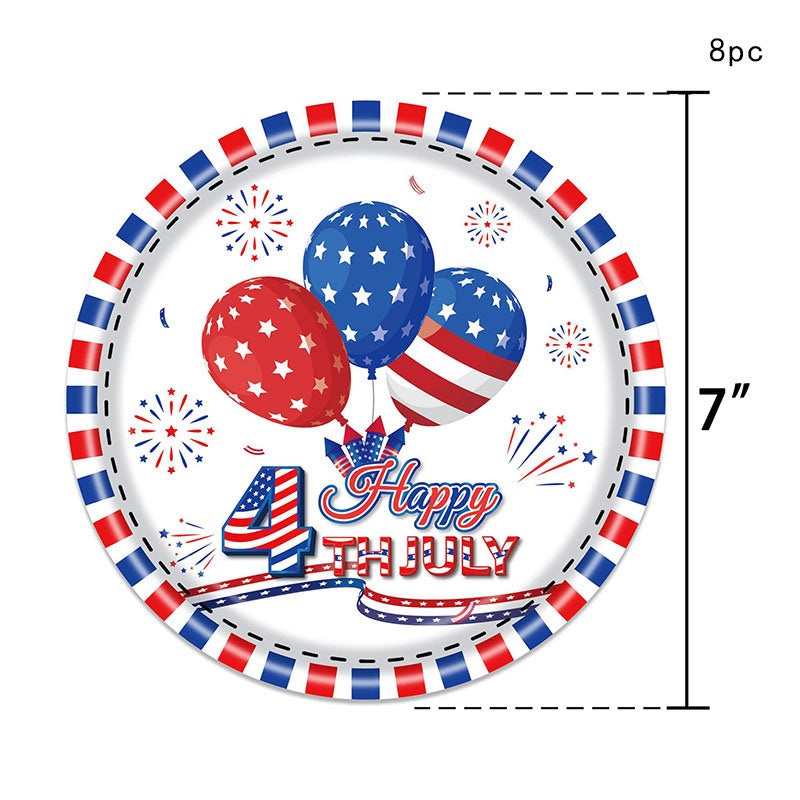 American Independence Day Hat Balloon National Flag Disposable Tableware Set Happy 4th Of July USA National Day Party Decor