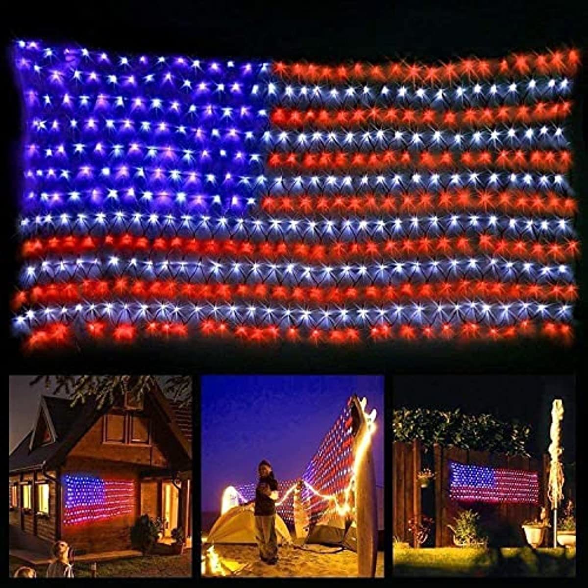 American Flag Lights Super Bright LEDs; Waterproof LED US Flags Light for 4th of July Decorations; Memorial Day; Independence Day; Garden; Yard; Holiday; Party; Christmas Decorations