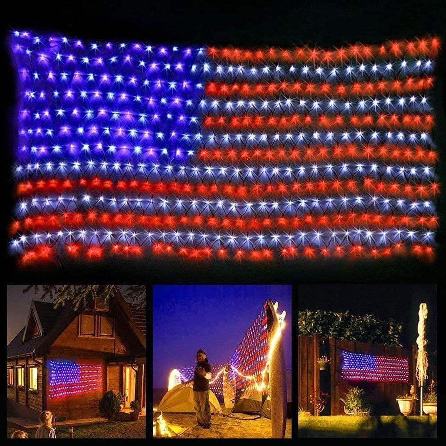 American Flag Lights Super Bright LEDs; Waterproof LED US Flags Light for 4th of July Decorations; Memorial Day; Independence Day; Garden; Yard; Holiday; Party; Christmas Decorations