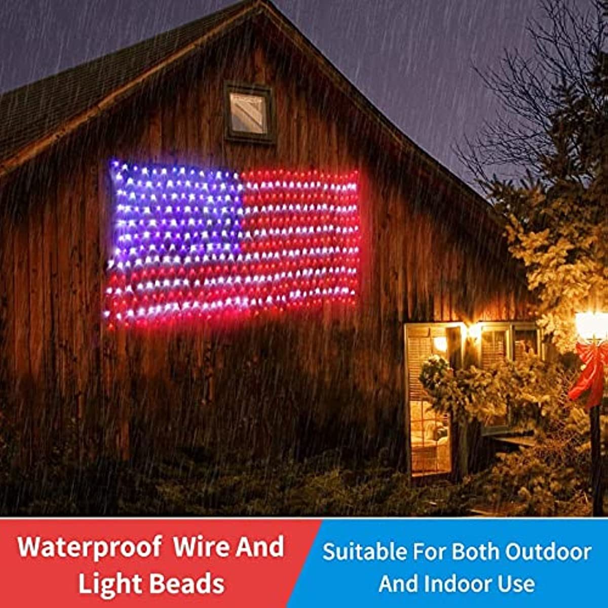 American Flag Lights Super Bright LEDs; Waterproof LED US Flags Light for 4th of July Decorations; Memorial Day; Independence Day; Garden; Yard; Holiday; Party; Christmas Decorations