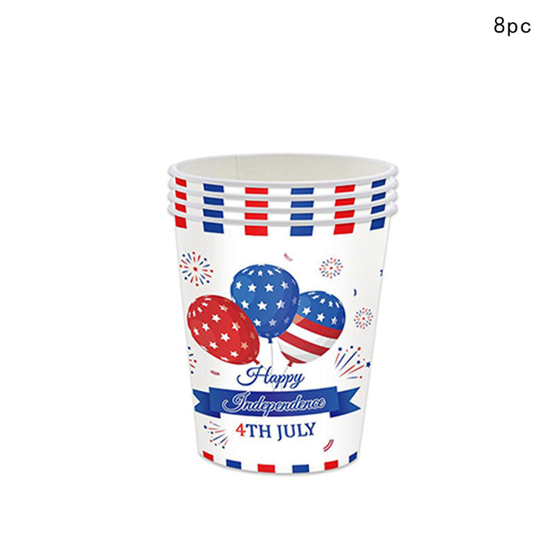 American Independence Day Hat Balloon National Flag Disposable Tableware Set Happy 4th Of July USA National Day Party Decor