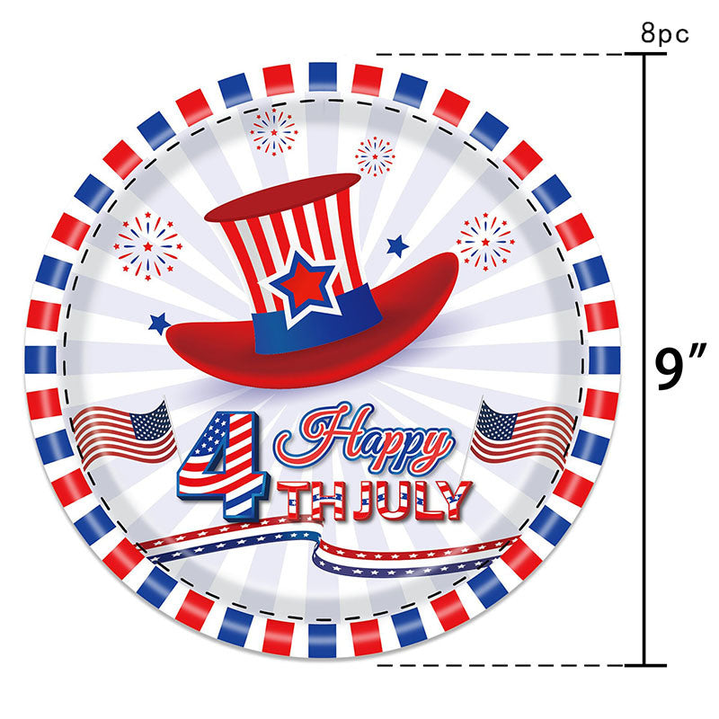 American Independence Day Hat Balloon National Flag Disposable Tableware Set Happy 4th Of July USA National Day Party Decor