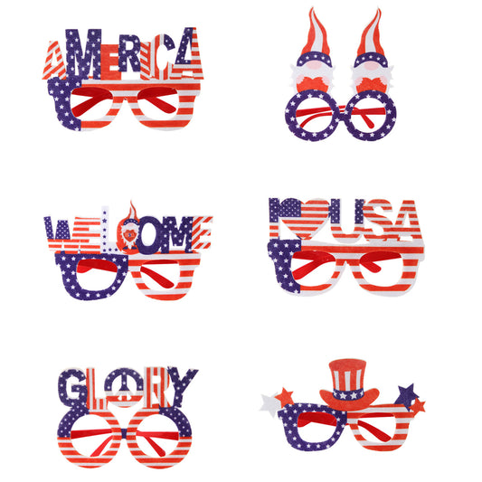 JOYMEMO 6PCS Independence Day Glasses Set American National Day Party Decoration Supplies USA 4th of July Event Party Supplies