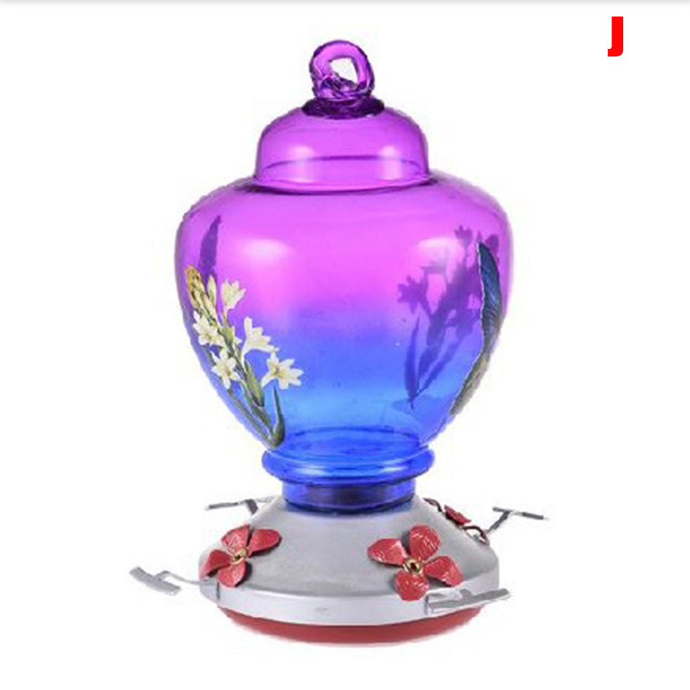 Hummingbird Feeder for Outdoors Hand Blown Colorful Glass Feeder with Ant Moat Gardening Supplies Bird Feeder Ant Proof