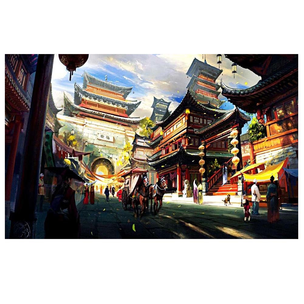 500 Piece Wooden Jigsaw Puzzle for Adults Chinese Ancient City Puzzle Game Toy Decoration; Linan City