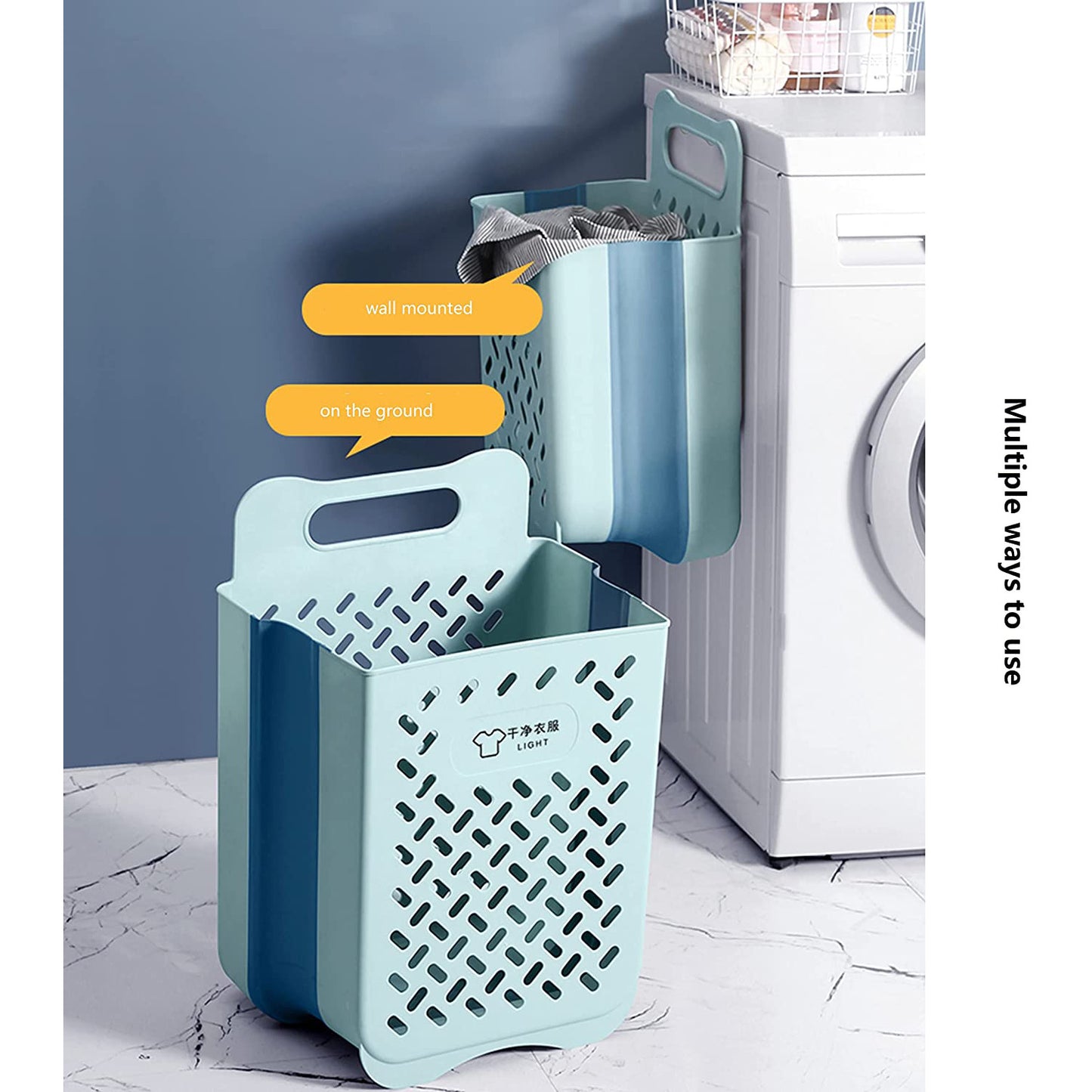 Collapsible Hanging Laundry Basket with Carry Handle