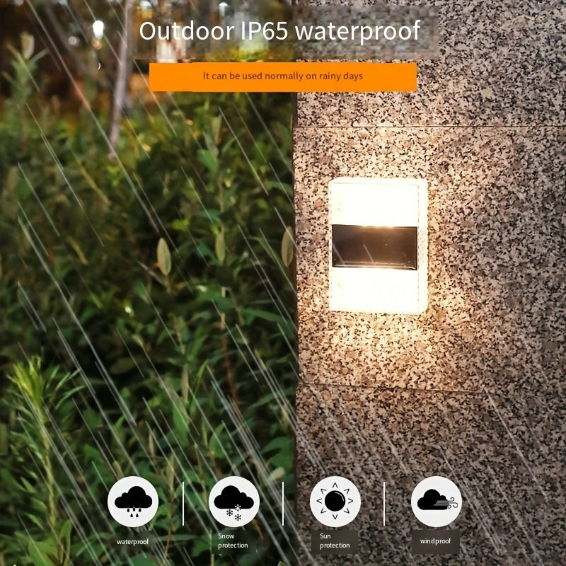 4pcs Solar Wall Lights Outdoor IP65 Waterproof LED Step Light; Solar Fence Lights For Outdoor Yard Garden Lawn Patio Courtyard Fences Driveway Pathway Decoration