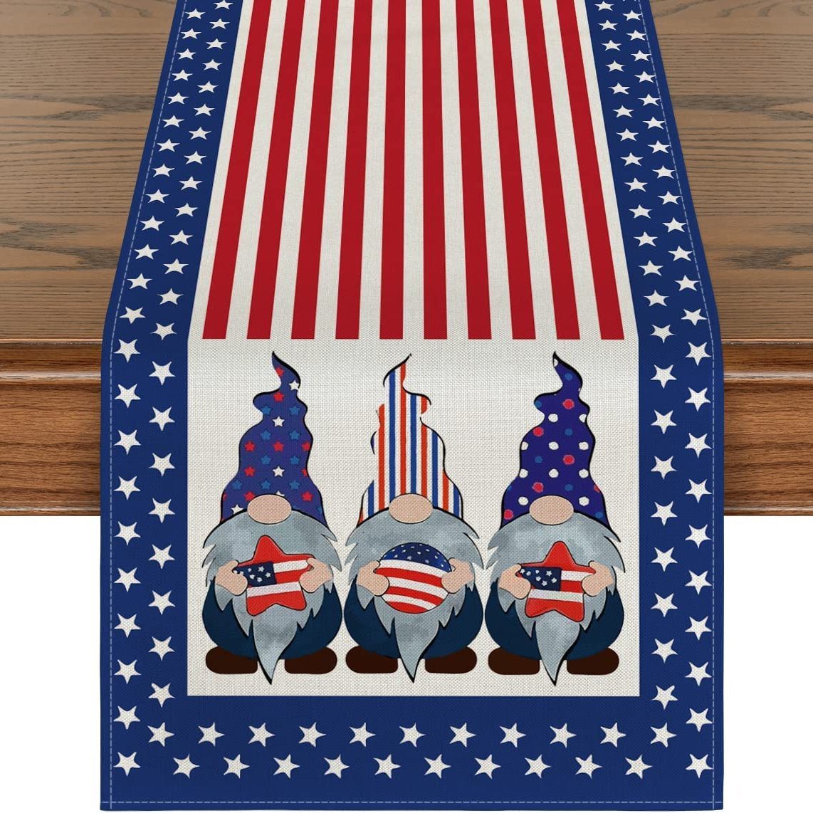 Independence Day Table Runner; 4th Of July Patriotic Memorial Day Stripes Stars Pattern Table Runner; Independence Day Tabletop Decorations; Home Decor; For Party Decor