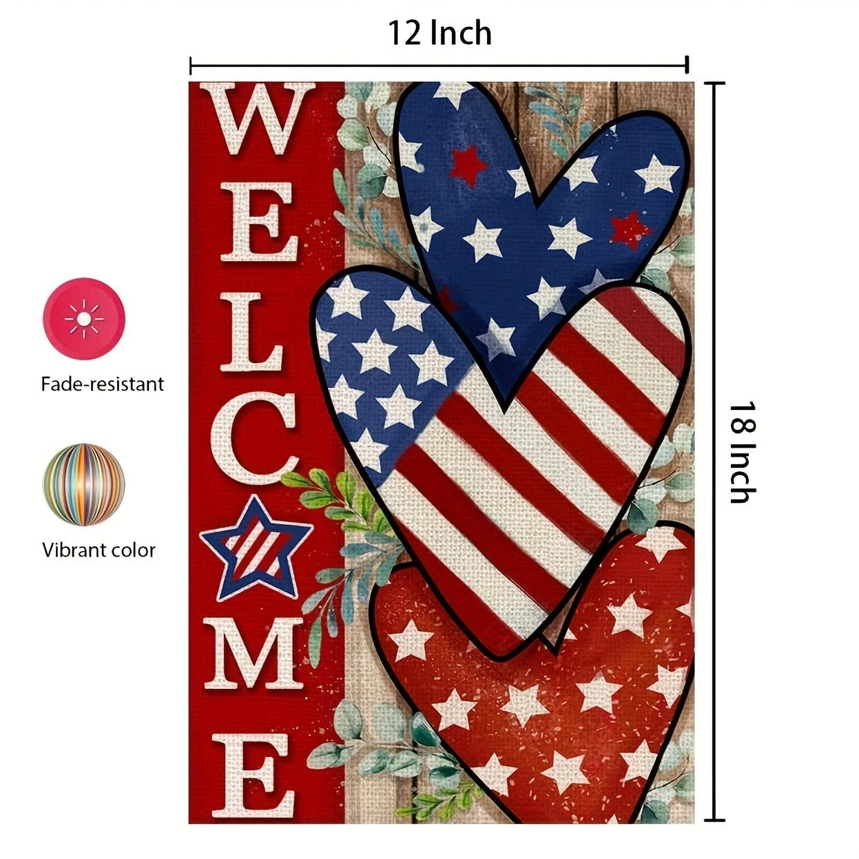 4th Of July Patriotism Linen Double Sided Garden Flag (12''x18''); Home Decor; Anniversary Independence Day Outdoor Decor; Yard Decor; Garden Decorations (No Metal Brace)