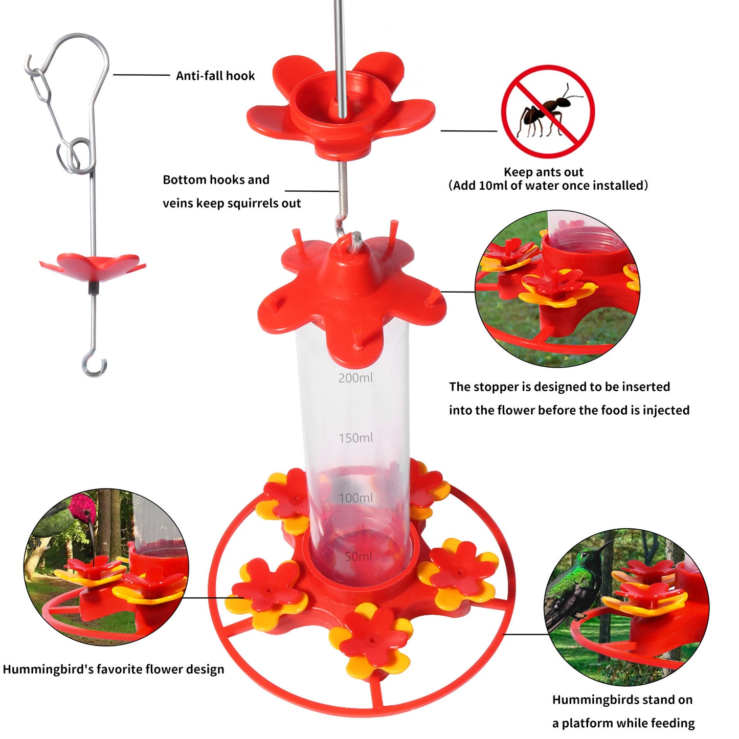 1pc Hummingbird feeder for outdoor decor; hanging bird feeder