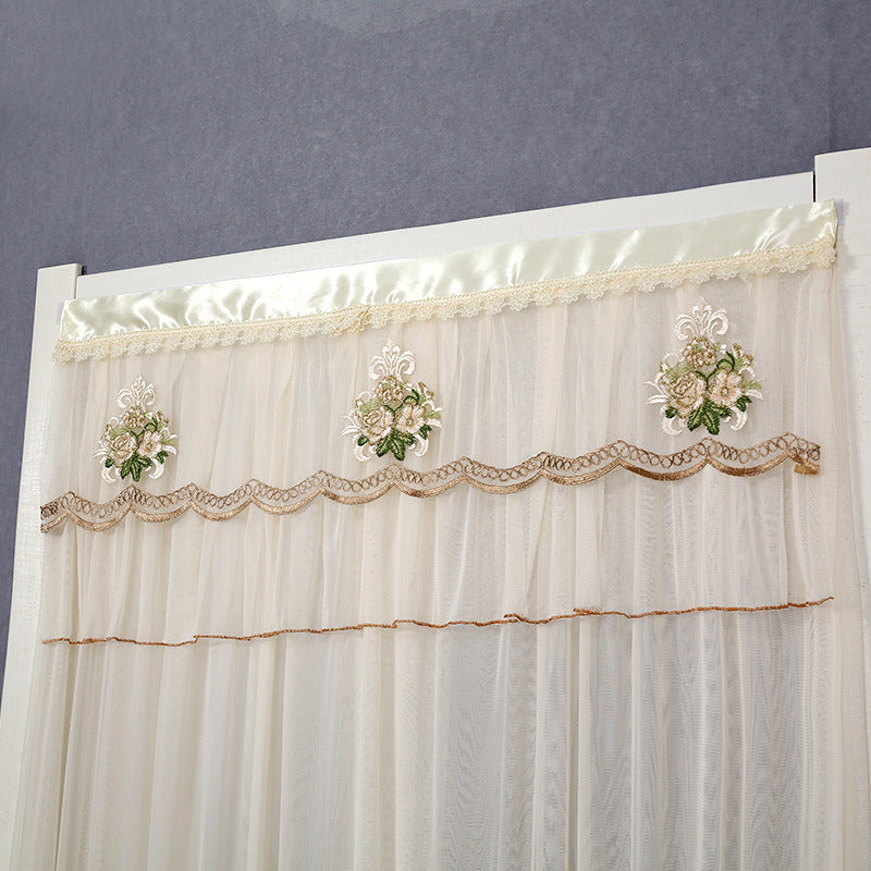 Double Yarn Lace Gauze Door Curtain Quiet Anti-mosquito Embroidered Living Room Bedroom Bathroom Universal Partition Home Decor