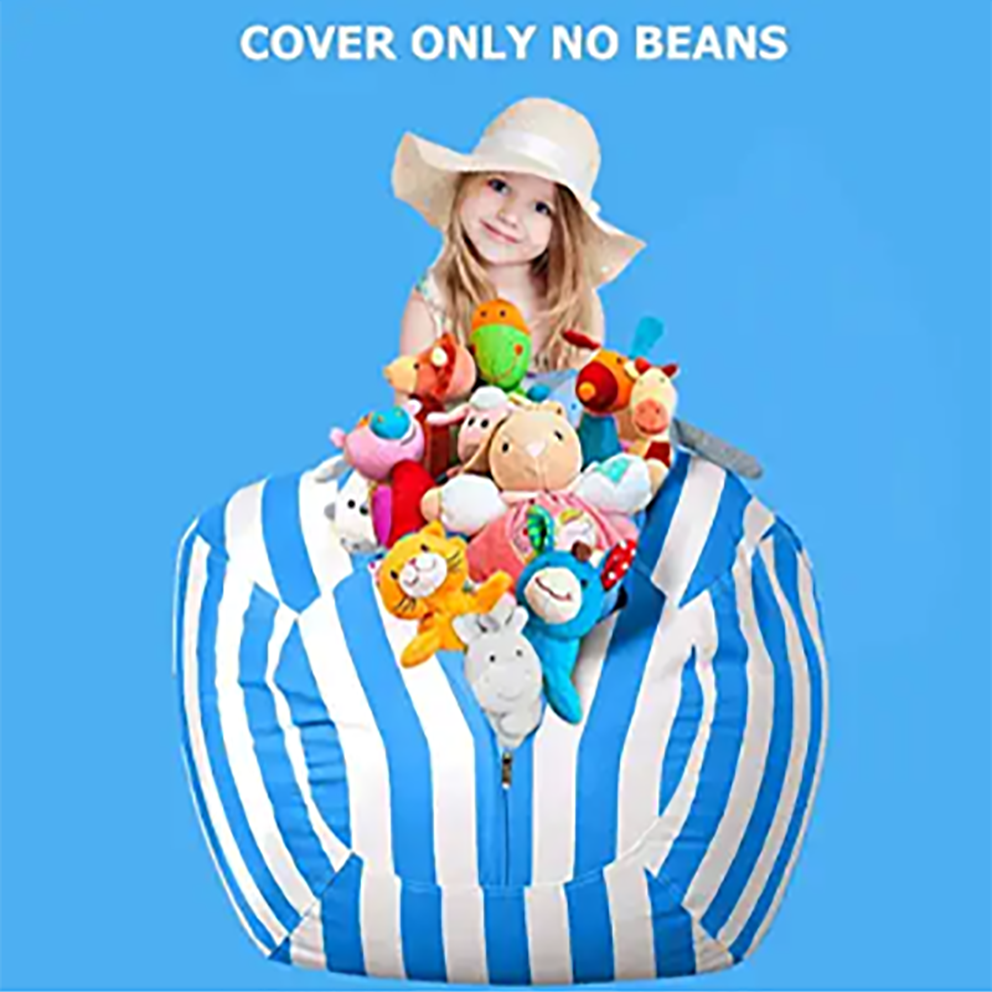 Stuffed Animal Storage Bean Bag Chair Cover for Kids|Stuffable Zipper Beanbag