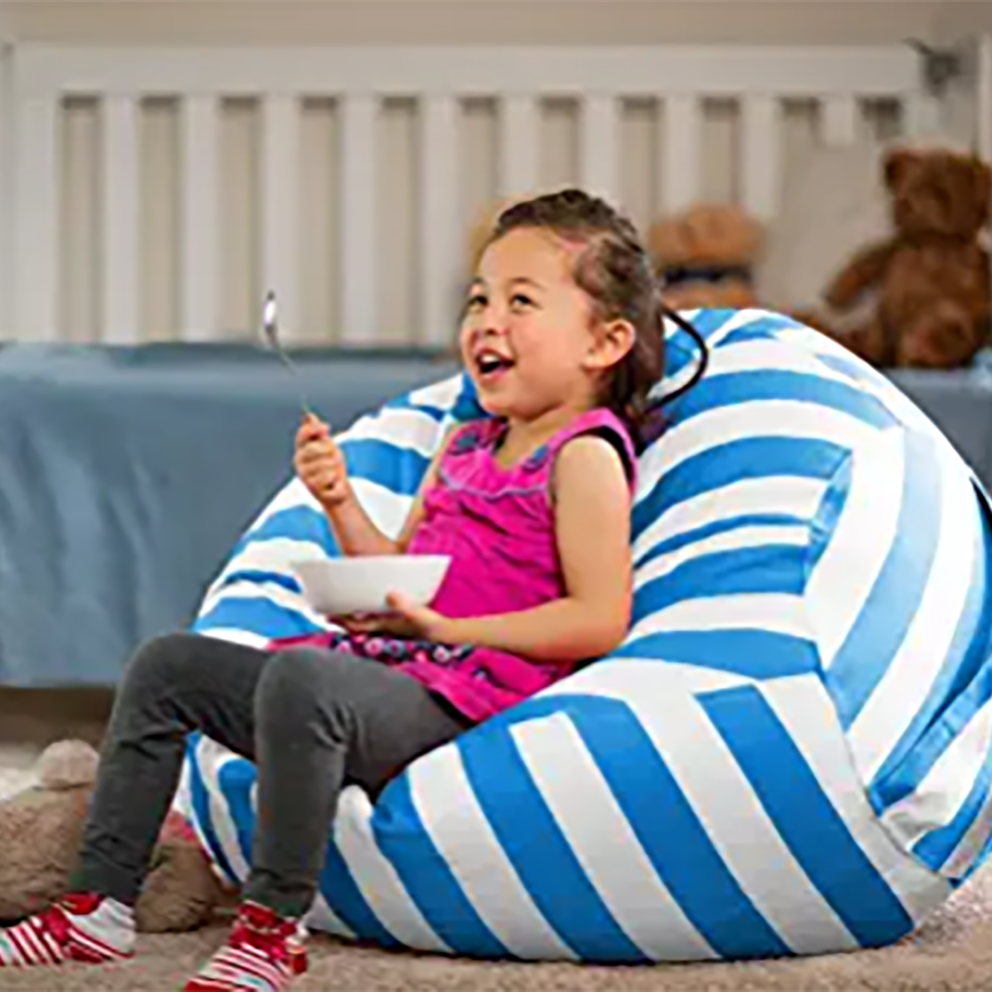 Stuffed Animal Storage Bean Bag Chair Cover for Kids|Stuffable Zipper Beanbag