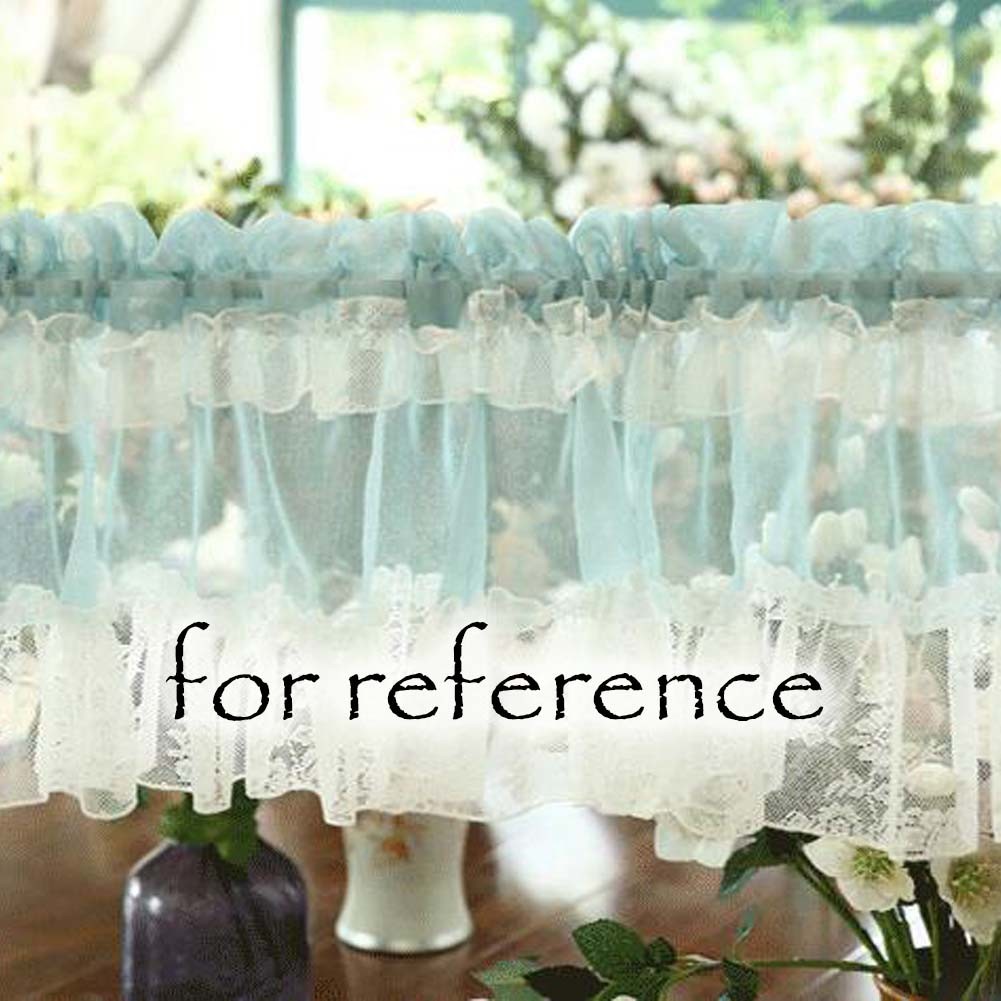 Green White Lace Door Curtain Doorway Short Curtain Flower Kitchen Half Curtain Partition Gauze Tier Cafe Curtain,59x15 inch