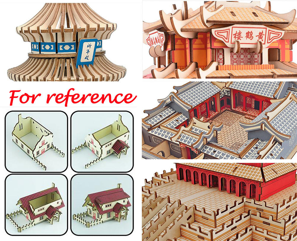 3D Wooden Puzzle for Kids DIY Assembly Jigsaw Model Kit Home Decor Gift - Holiday Cottage