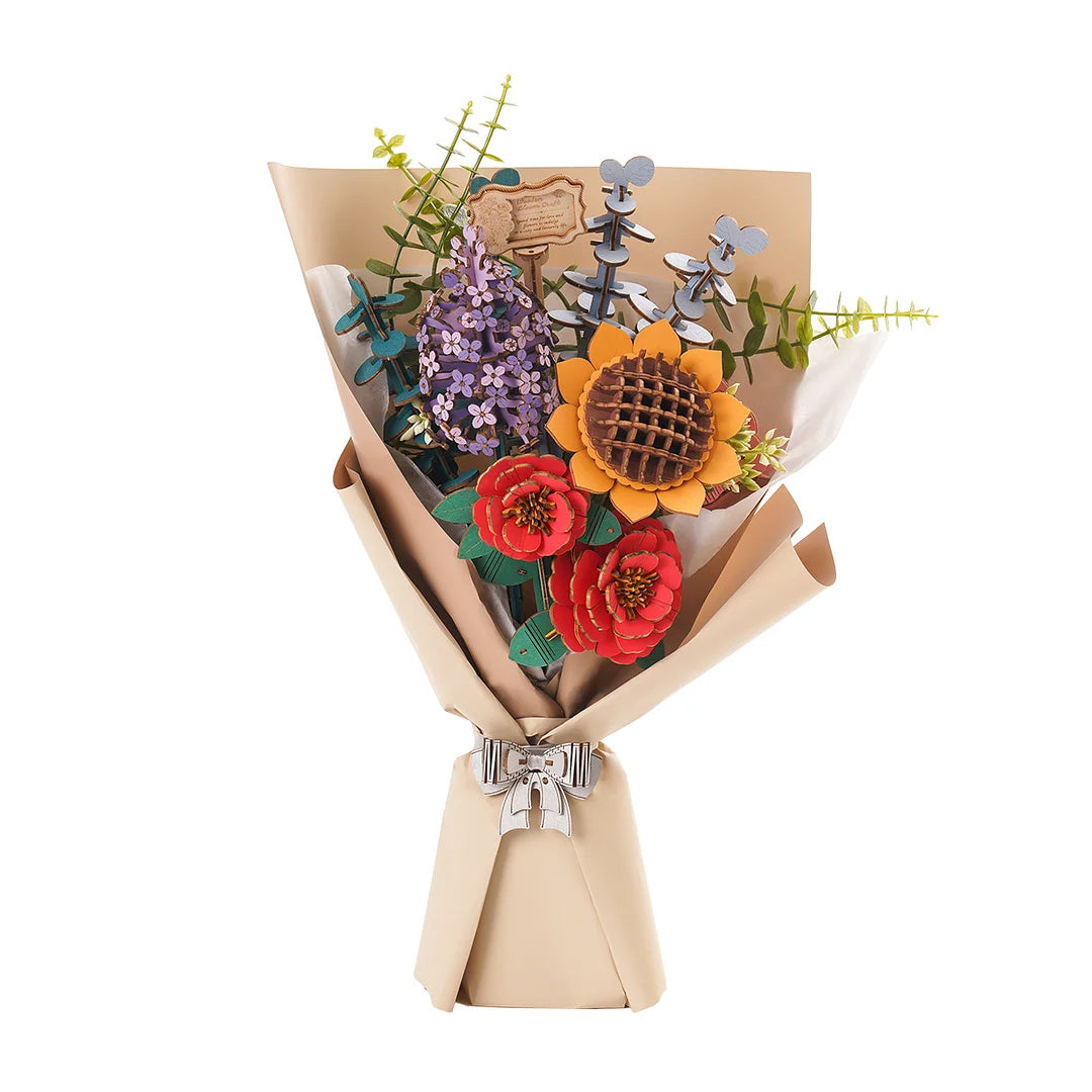 Rowood Wooden Flower Bouquet Puzzle Hand-Make Eco-friend Materials romantic Gift