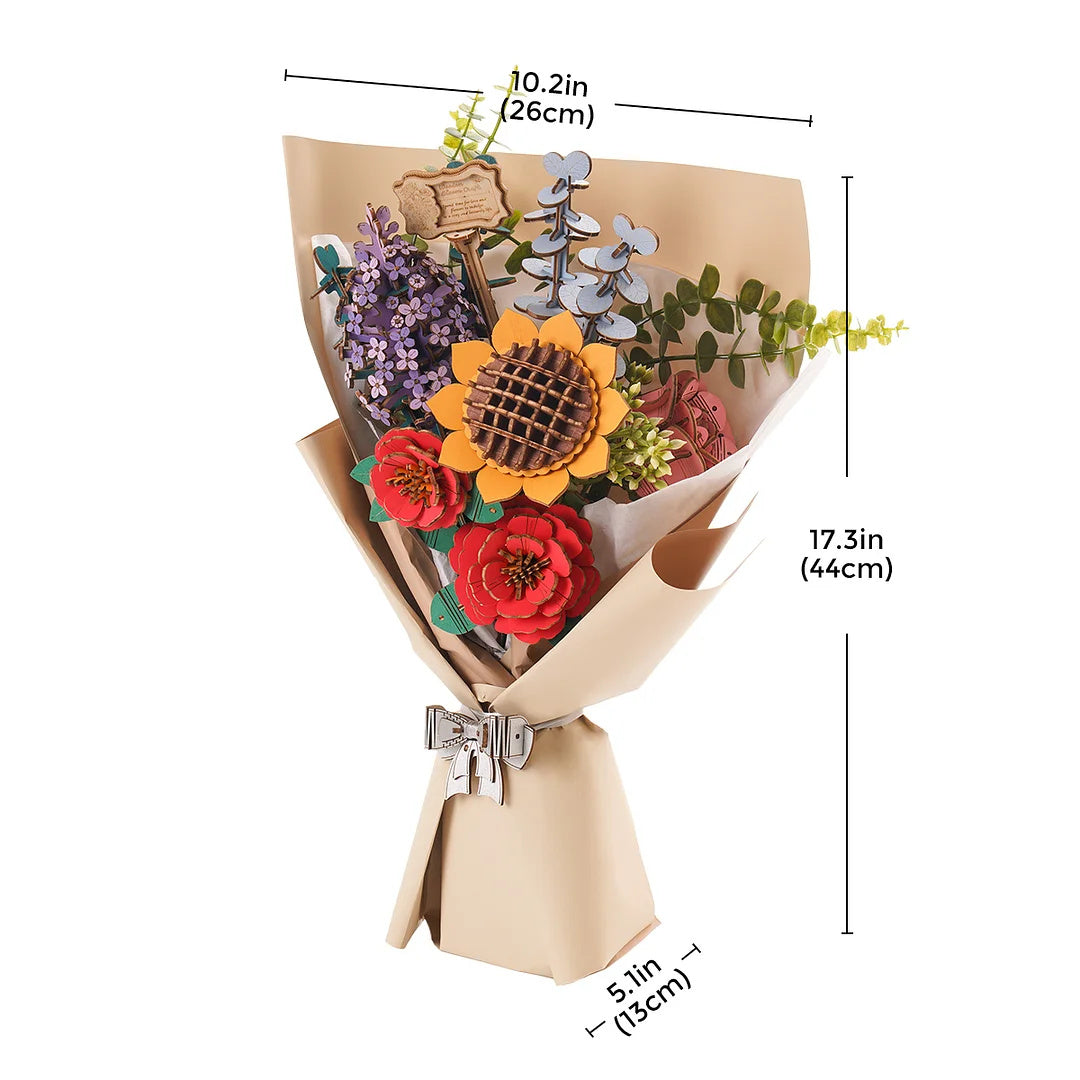 Rowood Wooden Flower Bouquet Puzzle Hand-Make Eco-friend Materials romantic Gift