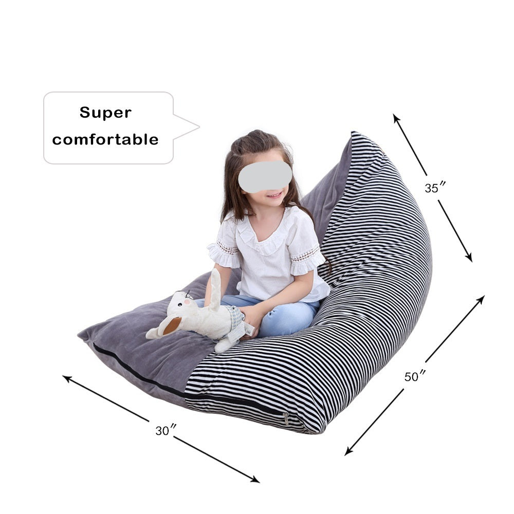 Bean Bag Chair Stuffed Animal Storage for Kids and Adults Soft Toy Bag with Comfortable Seating Premium Canvas Toy Storage Bag Cover Only