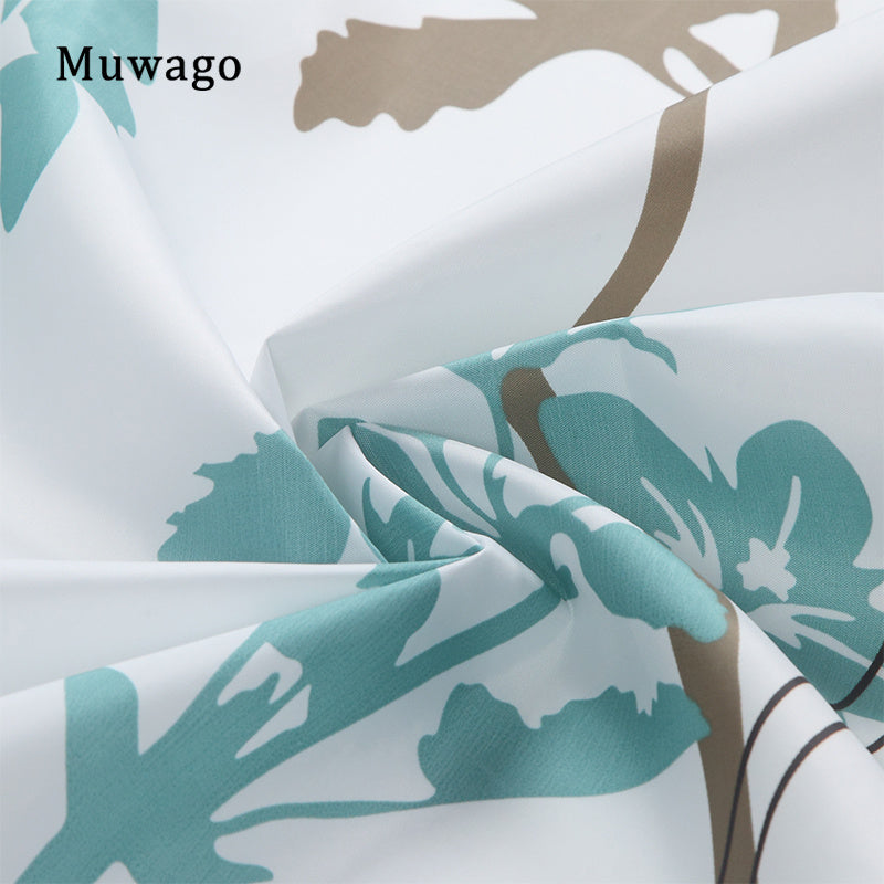 Muwago Silhouette Dandelion Floral Plants Printed Shower Curtain Bathing Cover Polyester Waterproof Blue Leaves Bathroom Curtain