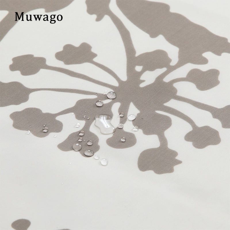 Muwago Silhouette Flower Shower Curtains Polyester Fabric Plants Brown Beige Leaves Waterproof Mildew Floral Bathroom Curtains