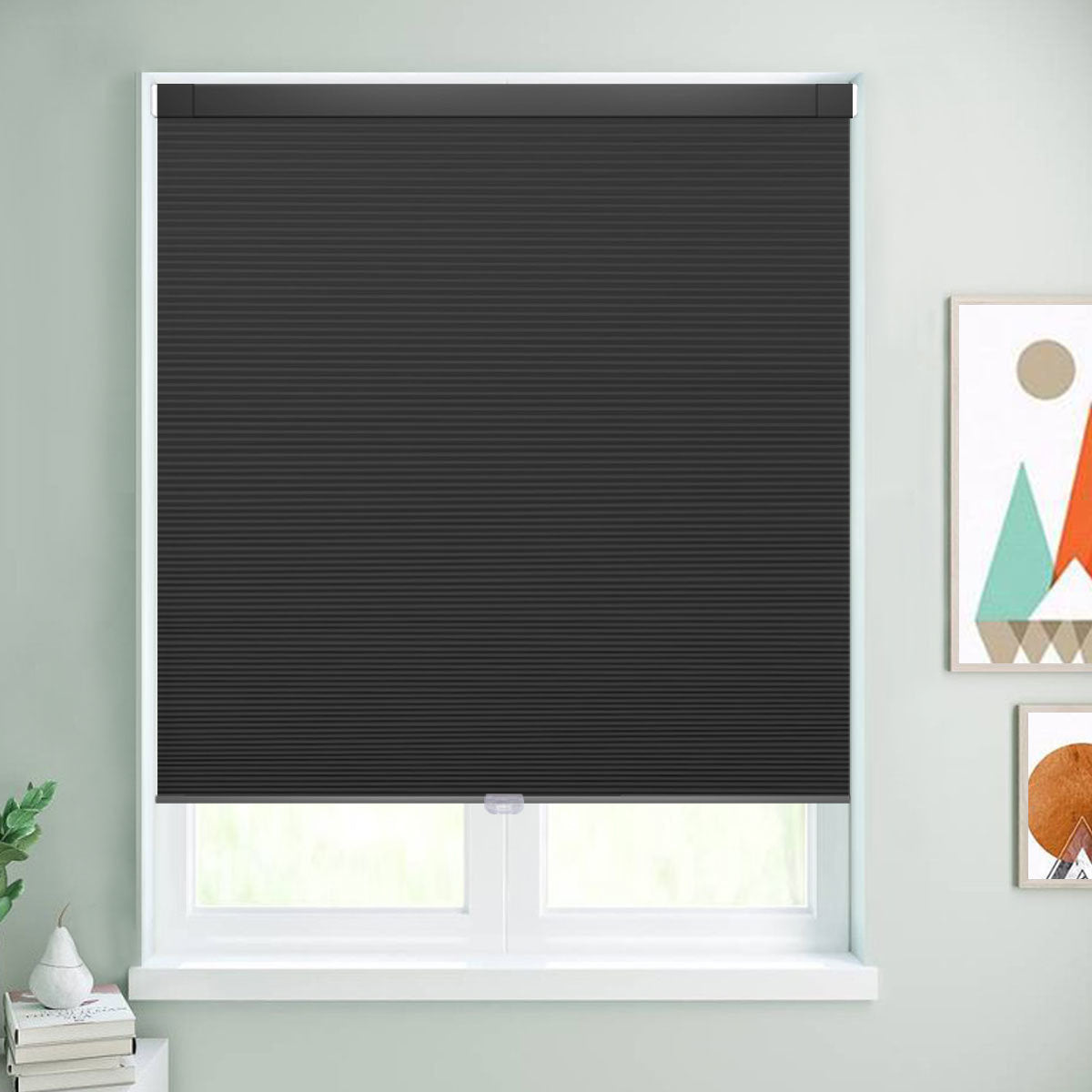 WELLSOURCE Cordless Cellular Shades without Drilling Honeycomb Blinds Blackout for Windows Bed Room, Office Easy to Install Custom Size