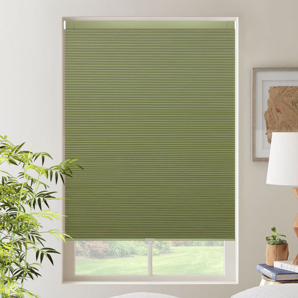 WELLSOURCE Cordless Cellular Shades without Drilling Honeycomb Blinds Blackout for Windows Bed Room, Office Easy to Install Custom Size