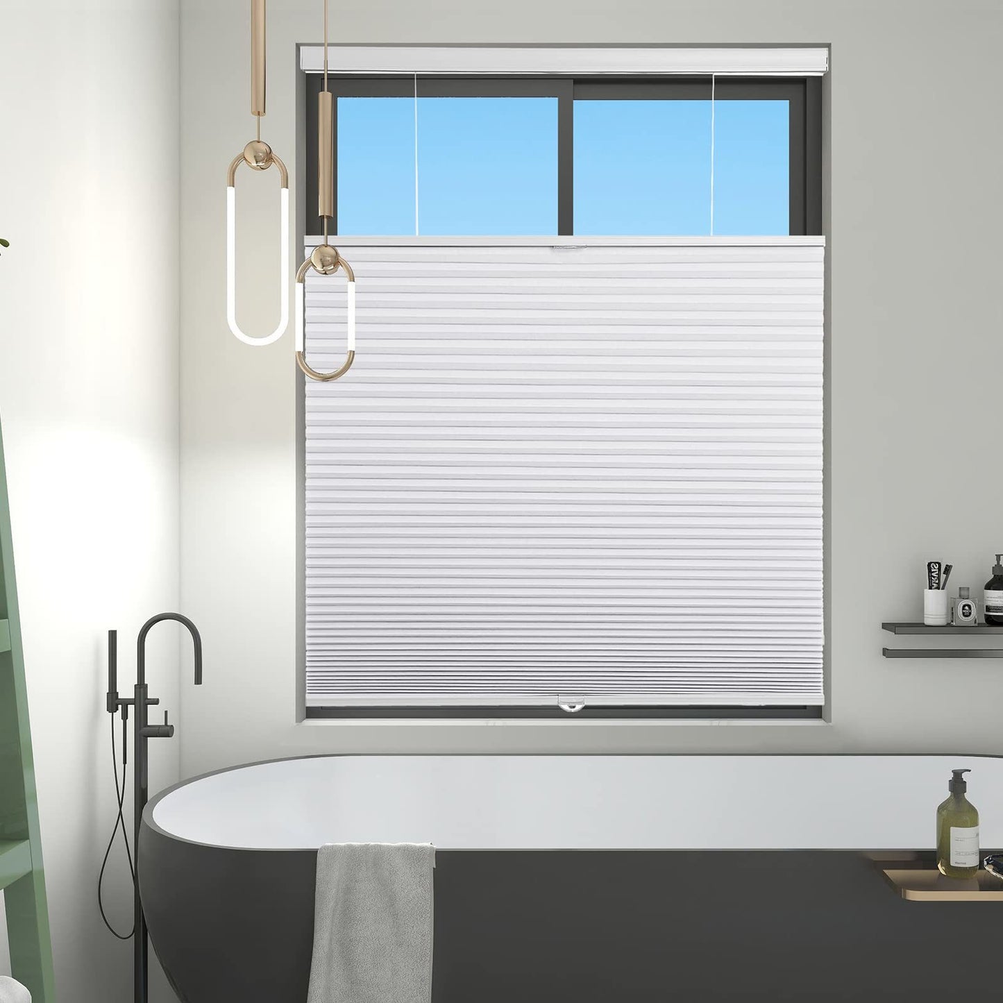 WELLSOURCE Blackout Cellular Shades Cordless, Top Down Bottom Up Blinds for Windows, 1.5" Single Cell Pleated Honeycomb Window Shades for Bedroom, Child Room,Office