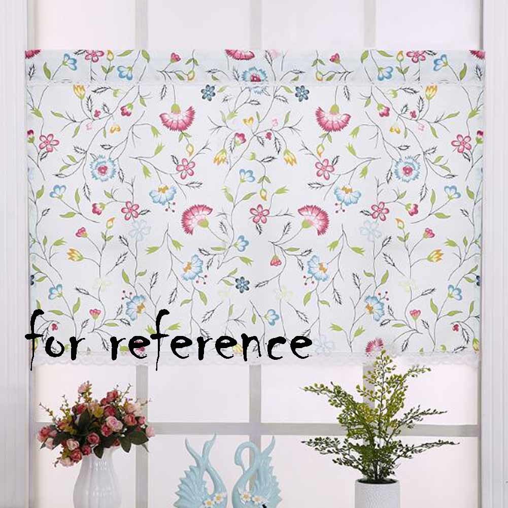 Floral Cafe Kitchen Curtains Half Window Panel Short Bookcase Curtain, 55x24 inch