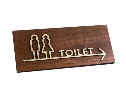 [Right pointing]Signpost Department Creative Sign Doorplate Warning Sign Wooden Public Notice Sign Toilet Symbol #1