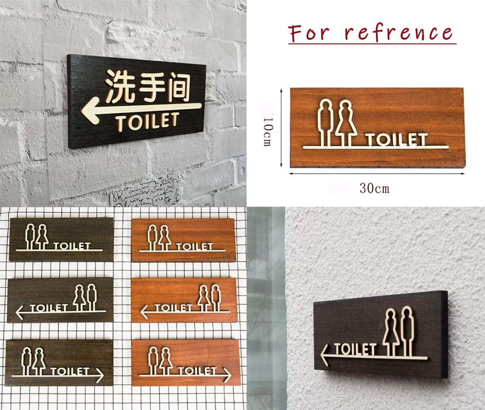 [Right pointing]Signpost Department Creative Sign Doorplate Warning Sign Wooden Public Notice Sign Toilet Symbol #1