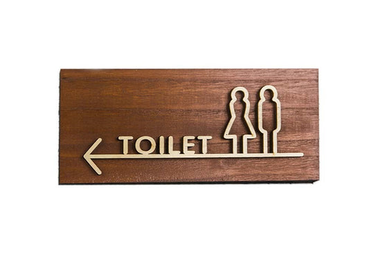 [Left pointing]Signpost Department Creative Sign Doorplate Warning Sign Wooden Public Notice Sign Toilet Symbol #1