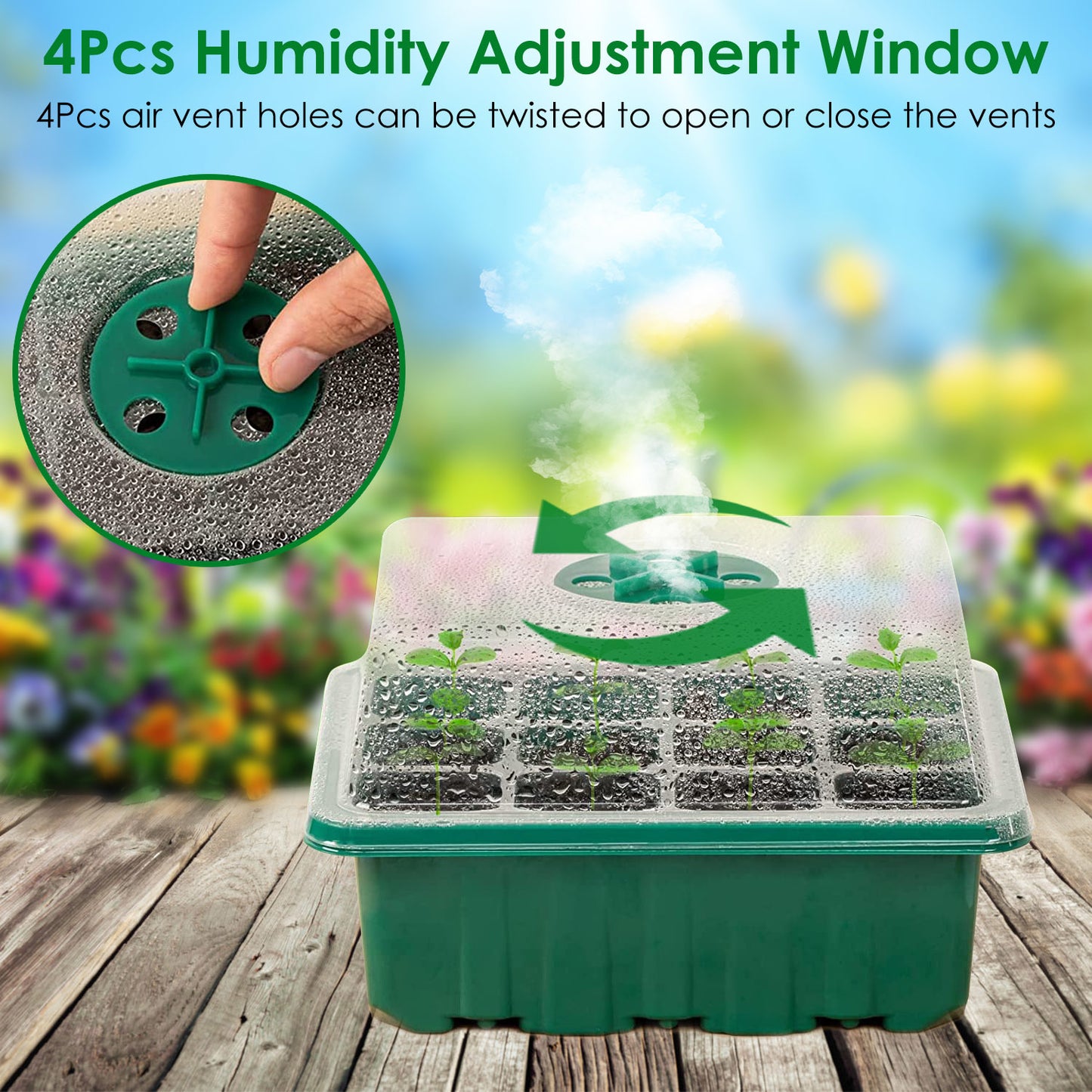 10Pcs Seed Starter Tray Kit Reusable Overall 120Cells Seeding Propagator Station Greenhouse Growing Germination Tray with Humidity Dome Label 2Pcs Garden Tools