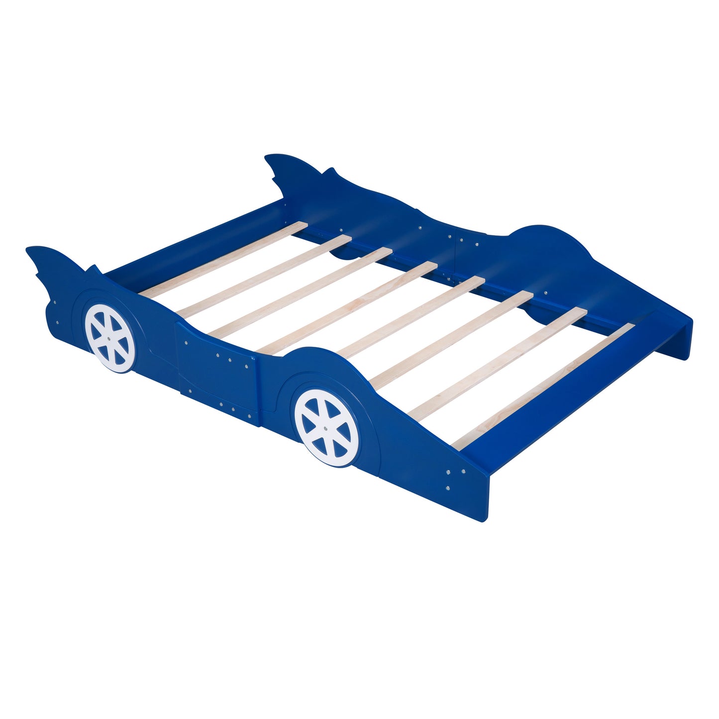 Full Size Race Car-Shaped Platform Bed with Wheels