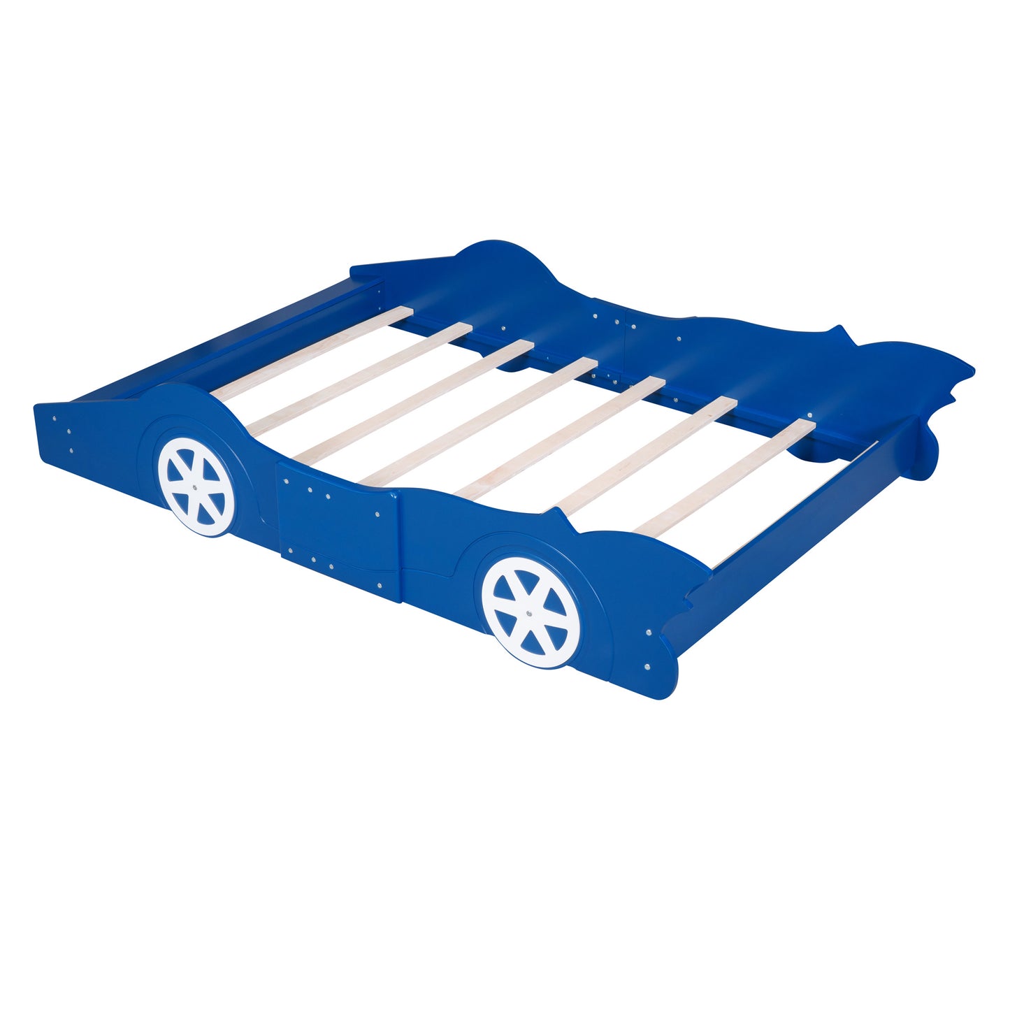 Full Size Race Car-Shaped Platform Bed with Wheels