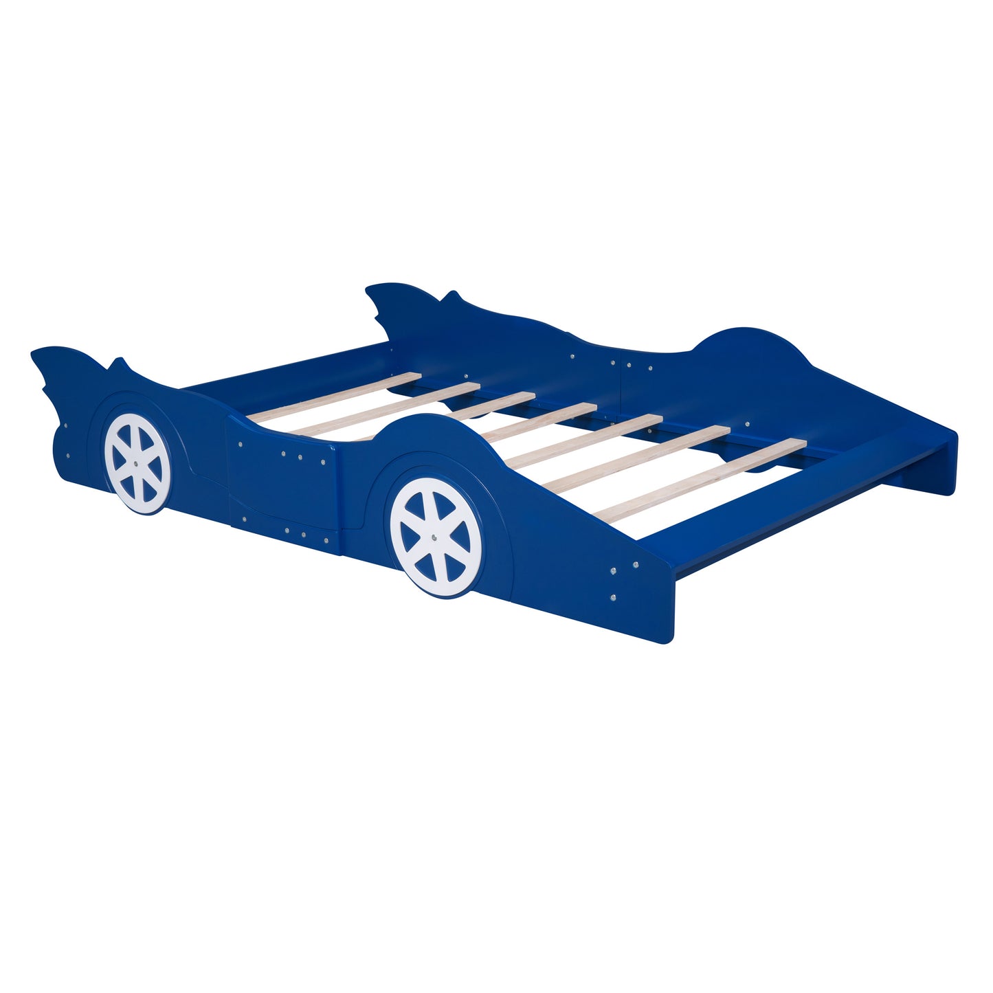 Full Size Race Car-Shaped Platform Bed with Wheels