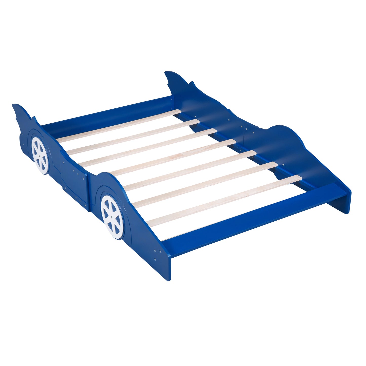 Full Size Race Car-Shaped Platform Bed with Wheels