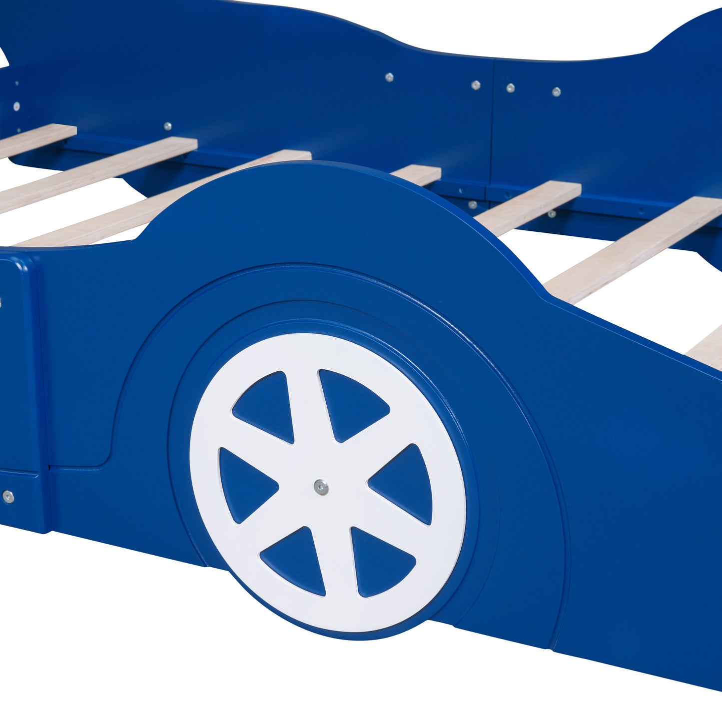 Full Size Race Car-Shaped Platform Bed with Wheels