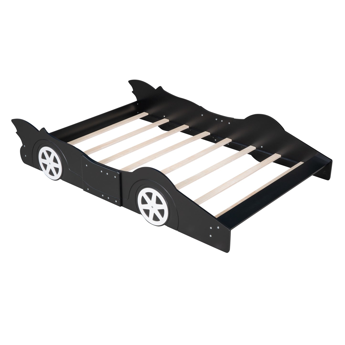 Full Size Race Car-Shaped Platform Bed with Wheels