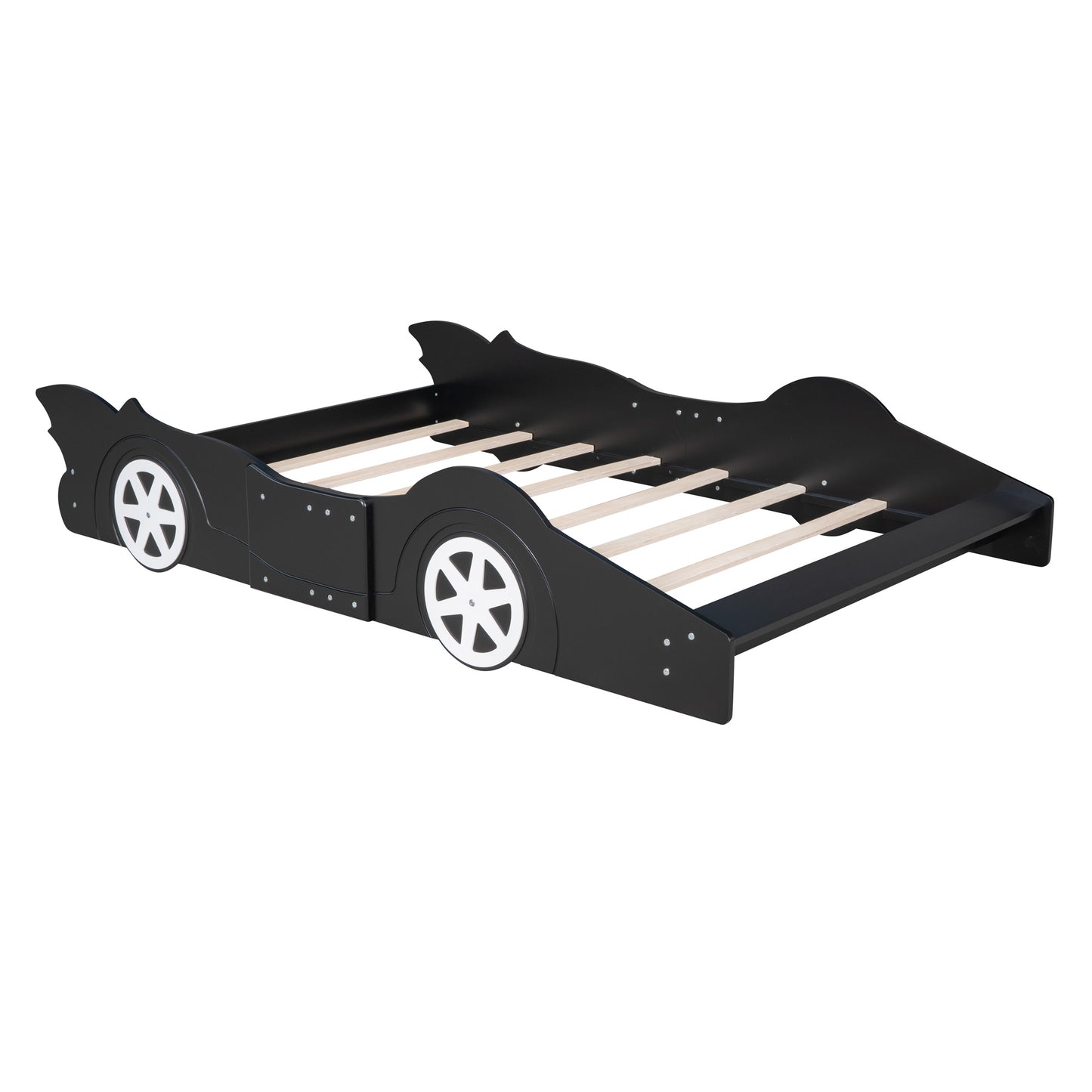 Full Size Race Car-Shaped Platform Bed with Wheels