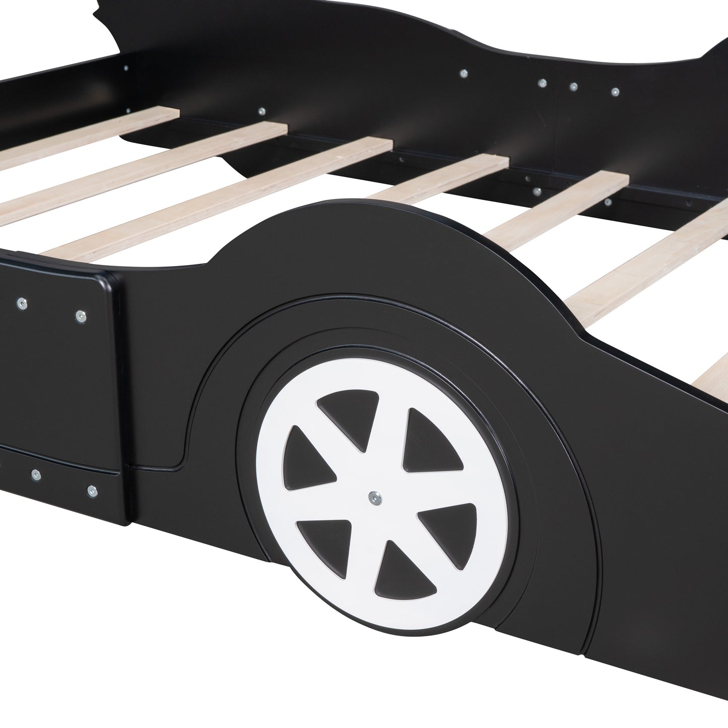 Full Size Race Car-Shaped Platform Bed with Wheels