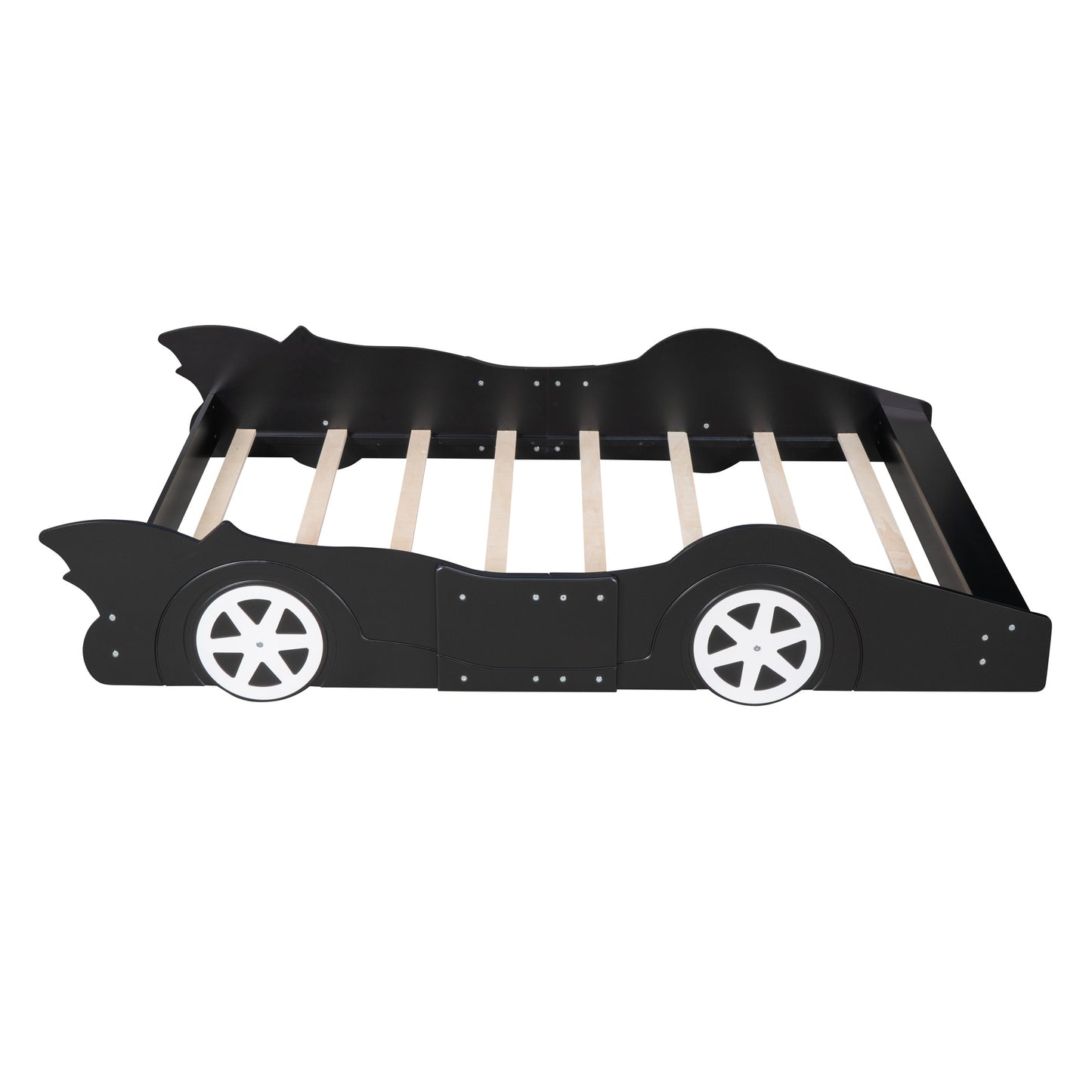 Full Size Race Car-Shaped Platform Bed with Wheels