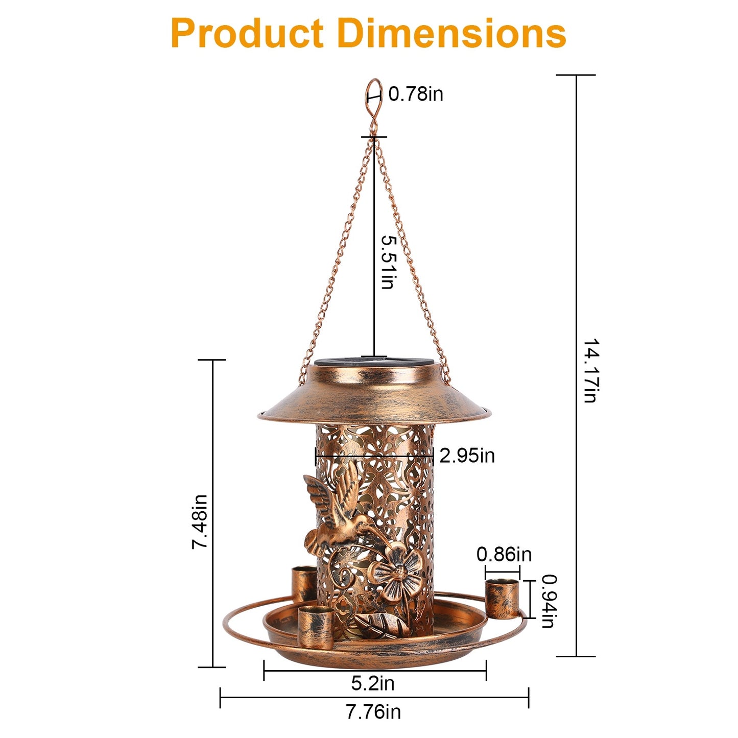 Solar Bird Feeder Decorative Hanging Bird Feeder Lantern Warm White Light Bird Feeder for Outdoor Garden Backyard