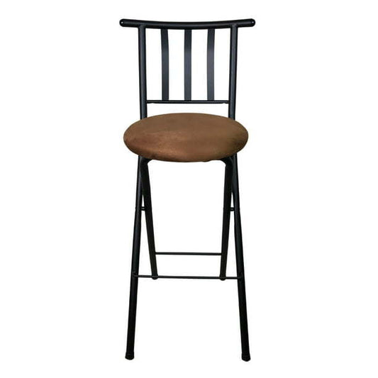 Metal Folding Stool with Slat Back and Microfiber Seat