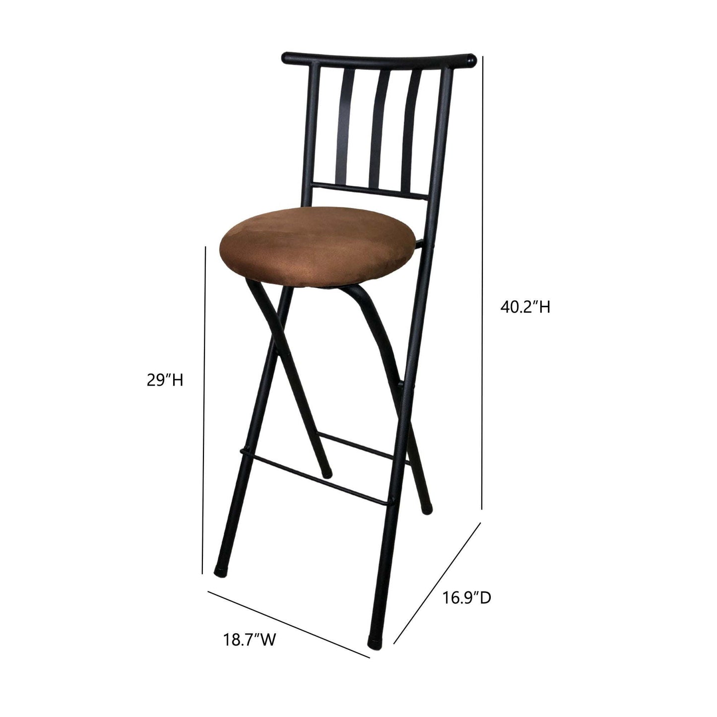 Metal Folding Stool with Slat Back and Microfiber Seat