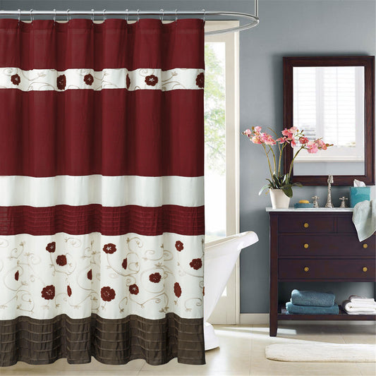 1 Piece Luxurious Farmhouse Unique Floral Emboridered Cloth Fabric Bathroom Shower Curtain 72"x72"