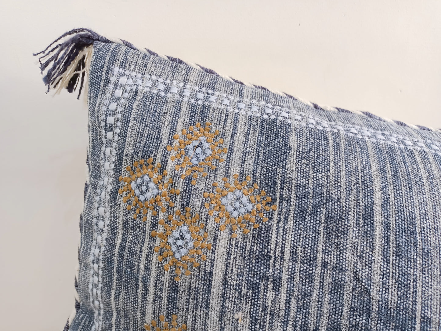 BLUE lumbar pillow cover Boho hand embroidered pillow cover Pillow cases Pillow shams For new year gift