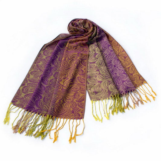 Blancho Bedding -Pa-a54-4 Purple Special Flowers Pattern Elegant Extra Soft Woven Pashmina/Shawl/Scarf