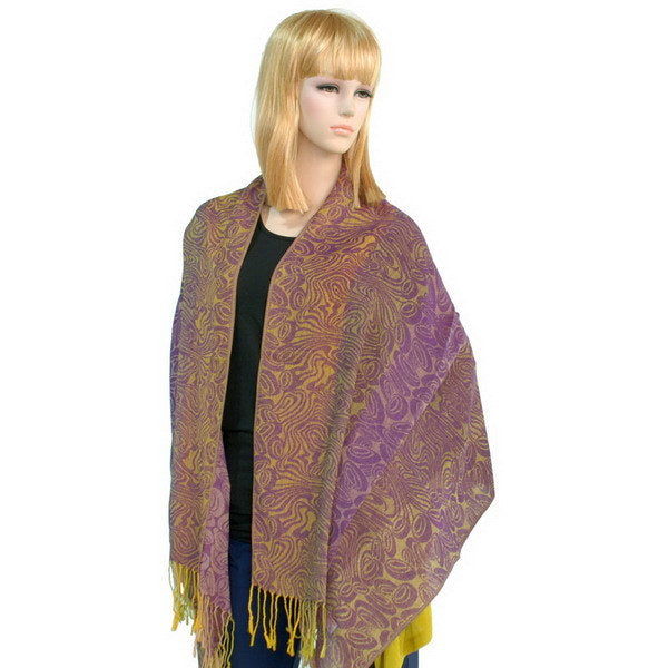 Blancho Bedding -Pa-a54-4 Purple Special Flowers Pattern Elegant Extra Soft Woven Pashmina/Shawl/Scarf