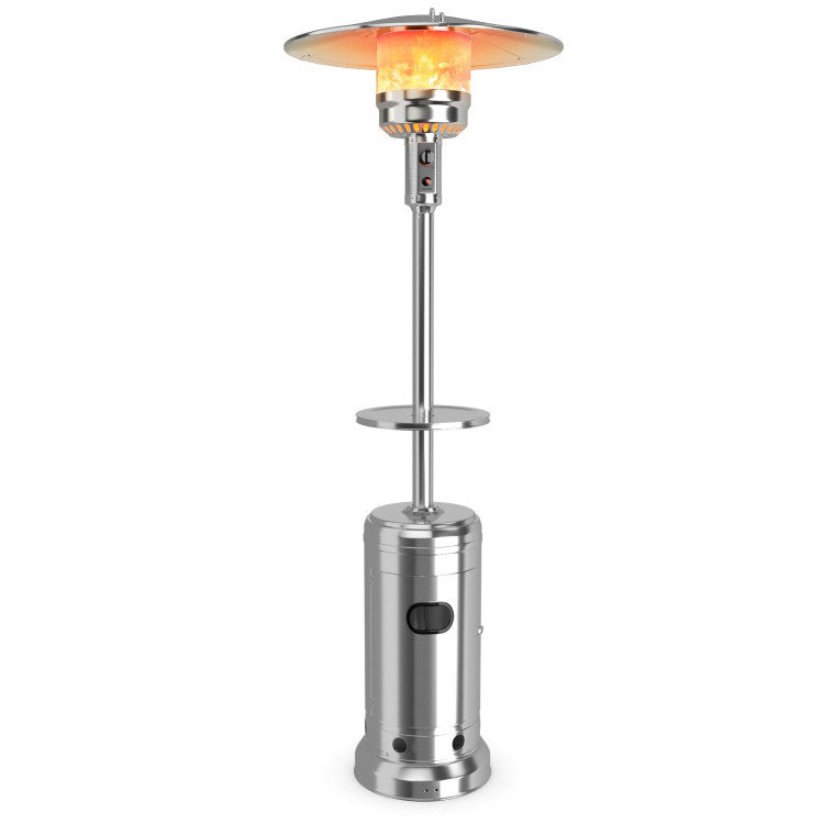 Outdoor Heater Propane Standing LP Gas Steel with Table and Wheels