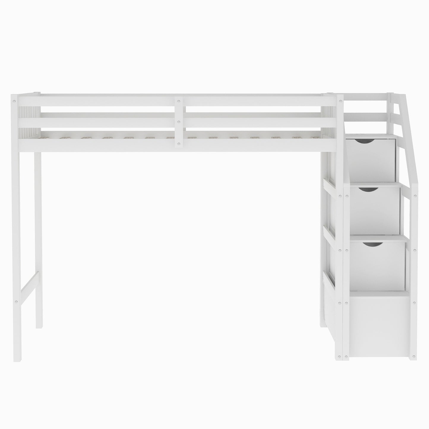 Twin over Full Loft Bed with Staircase,Gray